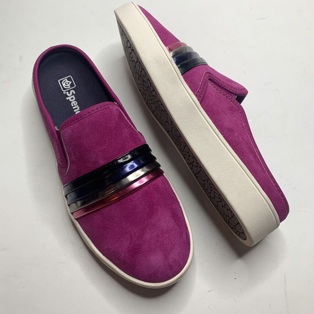 Spenco St Barts Hot Pink Suede Slip On Sneakers Slides Women’s Size 8 B